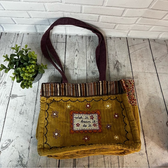 NATURAL LIFE Handbags - Natural Life Cotton Canvas Tote Bag Shoulder Purse Wish It Dream It Do It Yellow